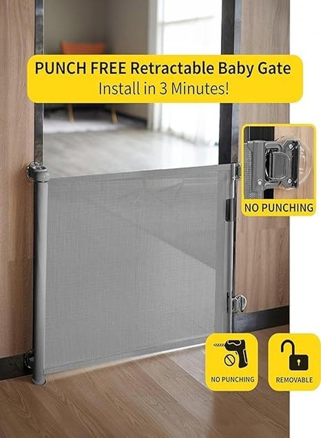 ONTRIP Baby Gate, Extra Wide Safety Kids or Pets Gate Retractable 33” Tall, Extends to 55” Wide, Mesh Safety Dog Gate for Stairs, Indoor, Outdoor, Doorways, Hallways Grey - Image 2